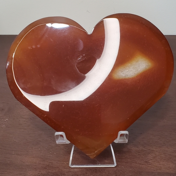 Large Carnelian Crystal Heart With Druzy - Picture 7 of 12
